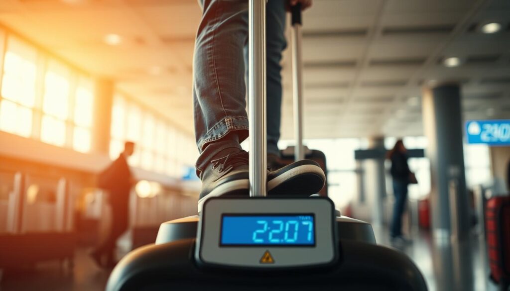 weighing luggage